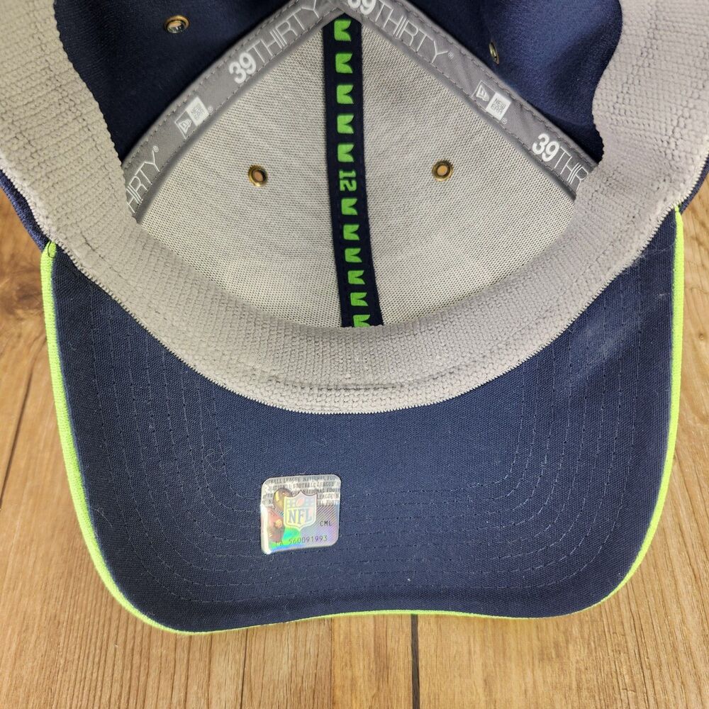 New Era 39thirty Seattle Seahawks Fitted Ball Cap Heathered Blue Green M/L Hat - Picture 8 of 12
